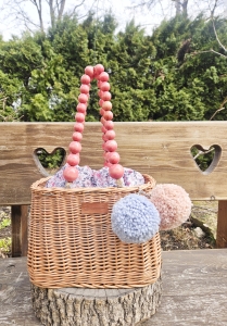 Torebka wiklinowa koszyk - KLARA (różowe korale)