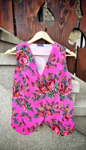 Kamizelka Hanna - różowa w kwiaty (S)